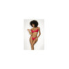 Ensemble lingerie sexy en vinyle rouge avec soutien-gorge et string 